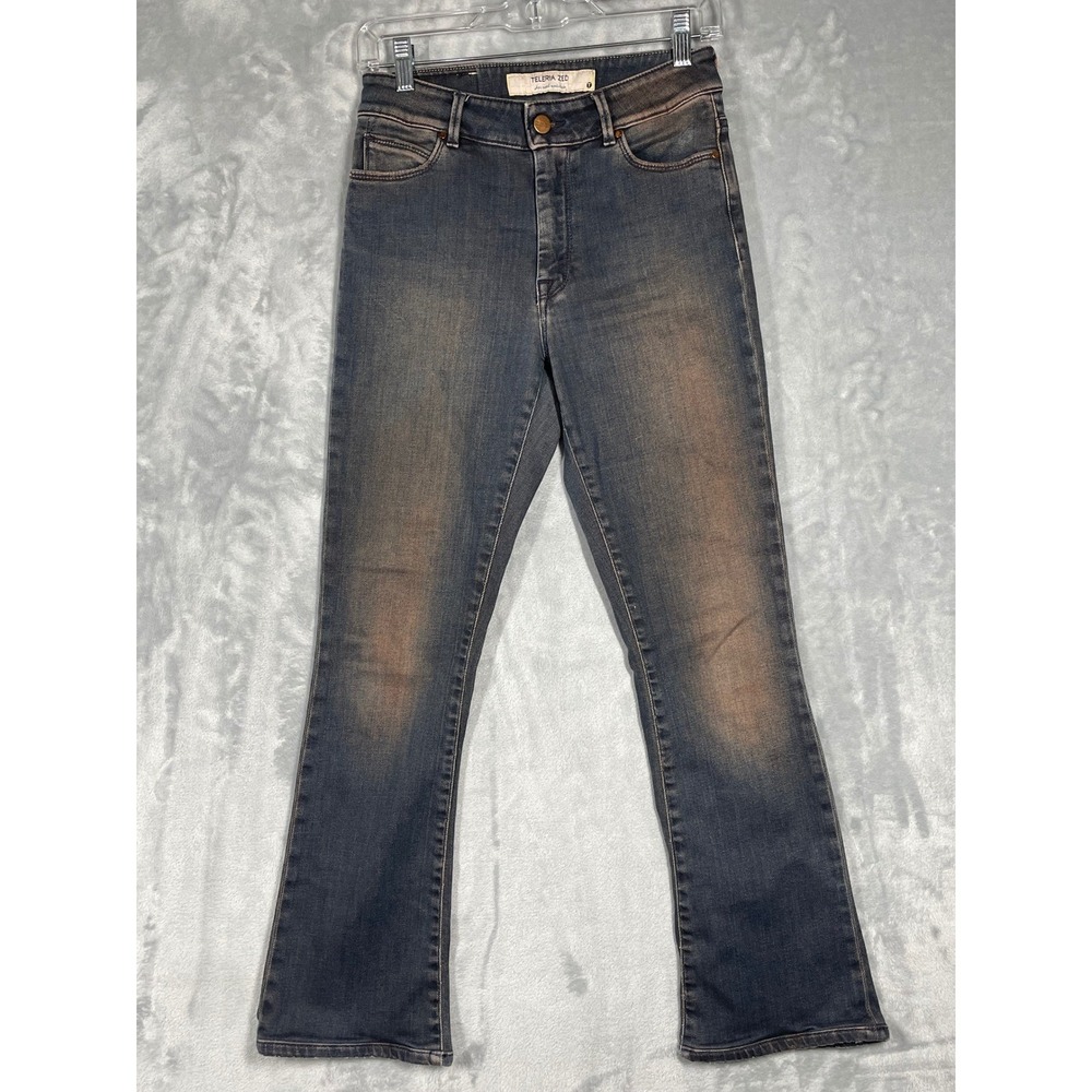 Teleria Zed Tome Flair L82 A High Rise Tinted Flare Jeans Blue Brown 27 IT 41